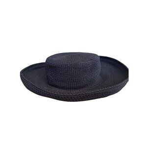David Hats Navy Blue Straw Boater Hat Lightweight Summer Style